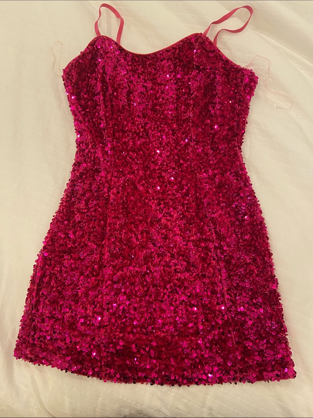 Better Be Hot Pink Sequin Spaghetti Strap Party Dress